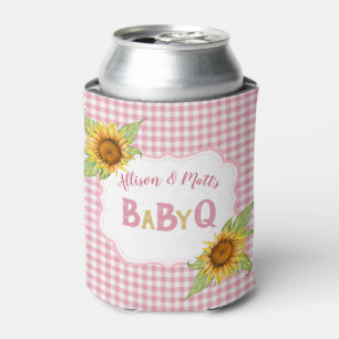 Landschaft Sonnenblumen Rosa Gingham BBQ Baby Q Dosenkühler