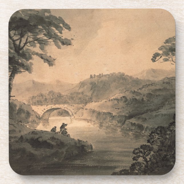 Landschaft (Stift- u. Tintenwäsche) Getränkeuntersetzer (Vorderseite)
