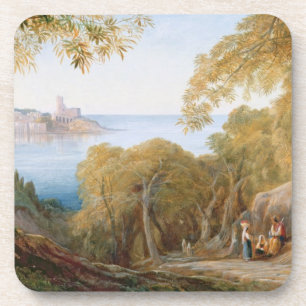 Landschaft T33412 mit Ansicht von Lerici, 1880 Getränkeuntersetzer