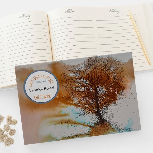 Landschaft Tree Art Urlaub Gästebuch (Landscape Tree Art Vacation Rental Guest Book from Jenn's Emporium. )