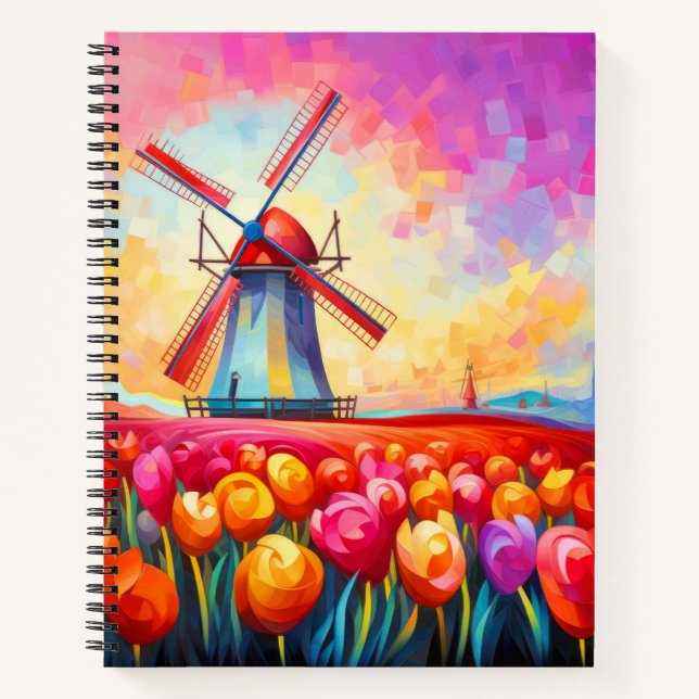 Landschaft Tulips Konzept Abstrakte Kunst Notizbuch (Vorderseite)
