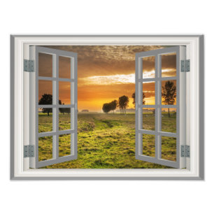 Landschaft Twilight Cow Farm USA Fotodruck