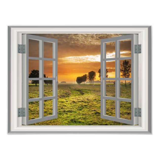 Landschaft Twilight Cow Farm USA Fotodruck (Vorne)