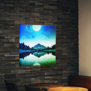 Landschaft unter dem Mondlicht Leinwanddruck