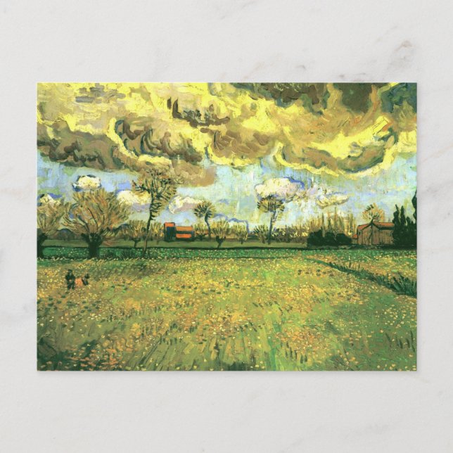 Landschaft unter stürmischem Himmel, Van Gogh Fine Postkarte (Vorderseite)