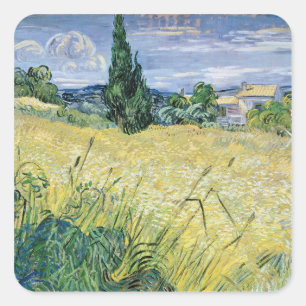 Landschaft Vincent van Goghs   mit grünem Mais, Quadratischer Aufkleber