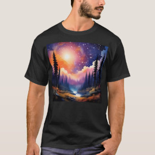 Landschaft von Bäumen Sternenhimmel T-Shirt