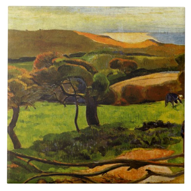 Landschaft Von Bretagne durch Paul Gauguin Fliese (Vorderseite)