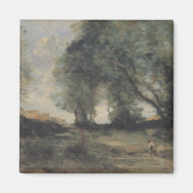 Landschaft (von Camille Corot) Magnet (Vorne)