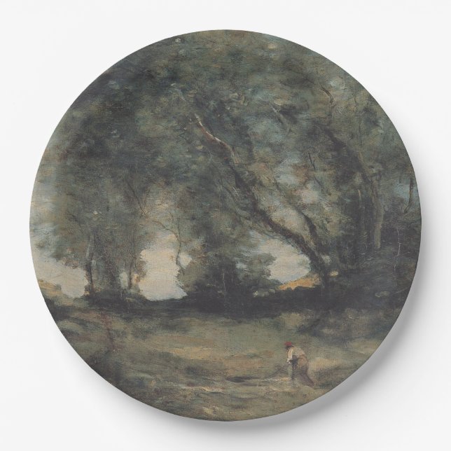 Landschaft (von Camille Corot) Pappteller (Vorderseite)