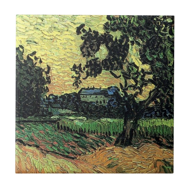 Landschaft w Schloss Auvers von Vincent van Gogh Fliese (Vorderseite)