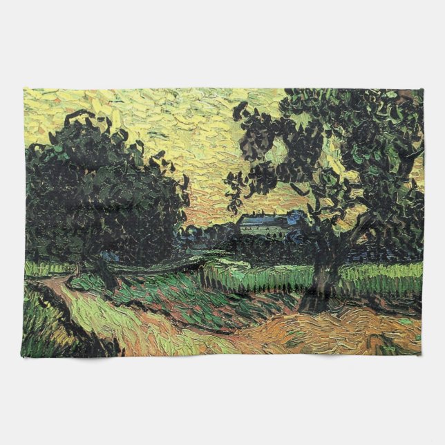 Landschaft w Schloss Auvers von Vincent van Gogh Geschirrtuch (Horizontal)