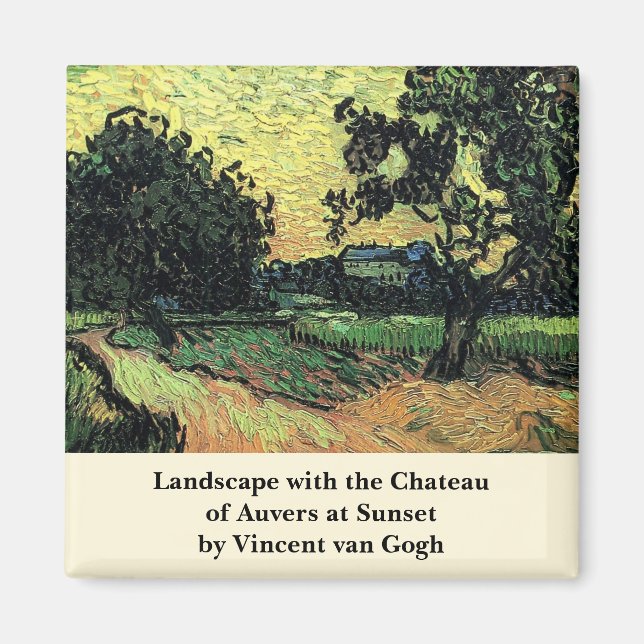 Landschaft w Schloss Auvers von Vincent van Gogh Magnet (Vorne)
