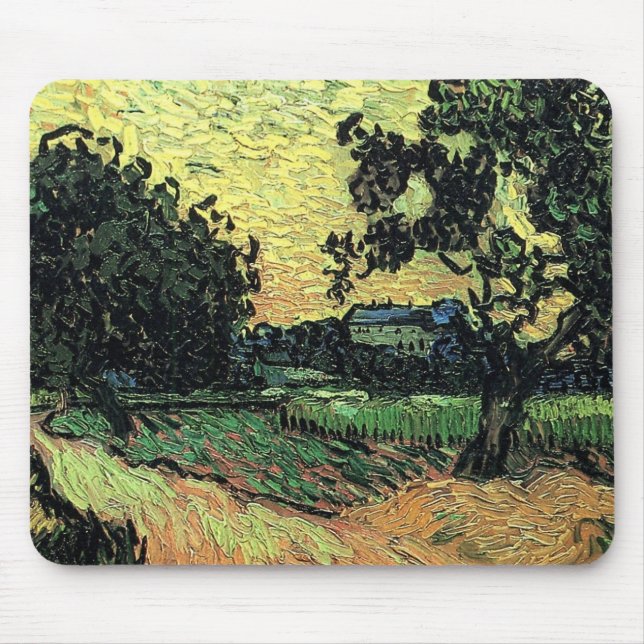 Landschaft w Schloss Auvers von Vincent van Gogh Mousepad (Vorne)