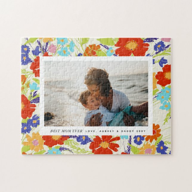 Landschaft Wildblume Frame Muttertagsgeschenk Puzzle (Horizontal)