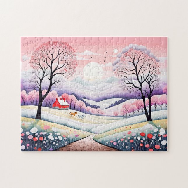 Landschaft Winter bis Frühling Übergang Puzzle (Horizontal)
