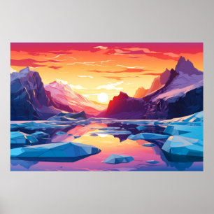 Landschaft Winter Sunset Landschaft Natur Poster