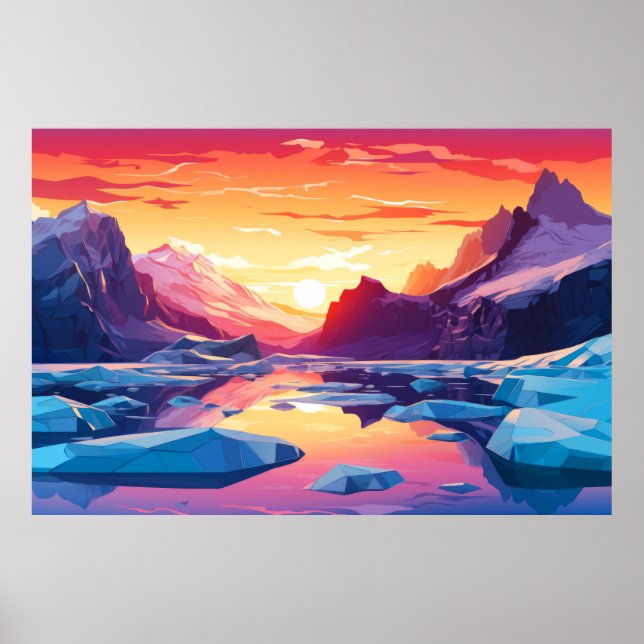 Landschaft Winter Sunset Landschaft Natur Poster (Vorne)