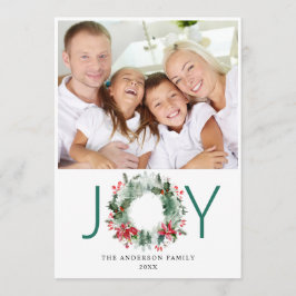 Landschaft Wreath Holly Berry Pine FOTO Gruß Feiertagskarte