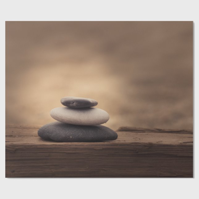 Landschaft, Zen-Steine Braun Geschenkpapier (Flach)