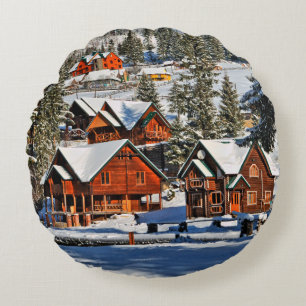 Landschaftberg,skilift,schnee,winter,aktiv,luft,ka Rundes Kissen