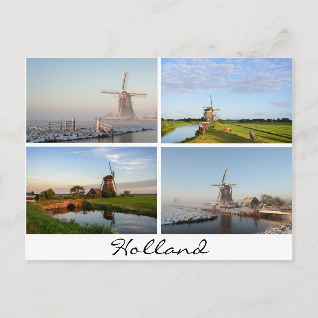 Landschaften mit Windmühlen in Holland Postkarte (Vorderseite)