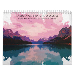 Landschaften und Natur Wasserfarben Vintag Artisti Kalender