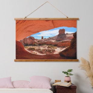 Landschaftlich Arches National Park Hangtapestry,  Wandteppich Mit Holzrahmen