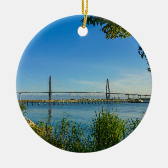 Landschaftlich Arthur Ravenel Bridge Keramik Ornament (Vorne)