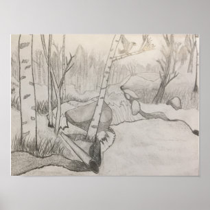 Landschaftlich (Bäume, Teich und frische Luft) Poster