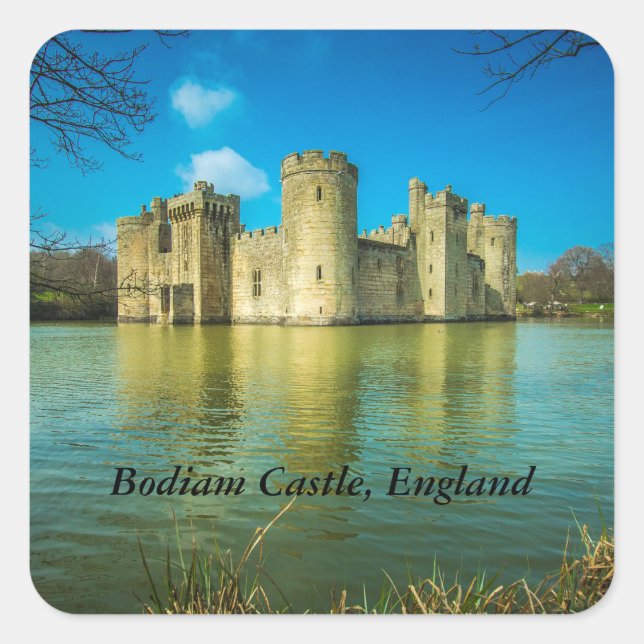 Landschaftlich Bodiam Castle in East Sussex Englan Quadratischer Aufkleber (Vorderseite)