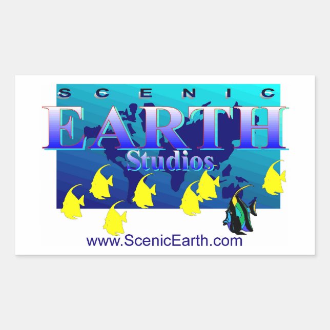 Landschaftlich Earth Aquatic Earth Ocean World Art Rechteckiger Aufkleber (Vorderseite)