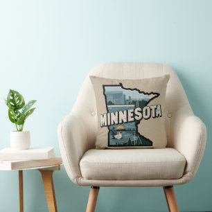Landschaftlich Minnesota Retro Staat Silhouette Kissen