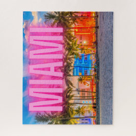 Landschaftlich Neon Miami Waterfront Puzzle