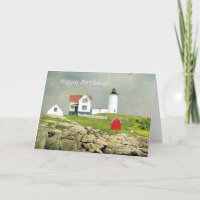 Landschaftlich Nubble Lighthouse Happy Birthday
