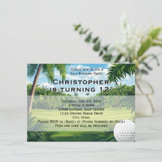 Landschaftlich Palm Golf Geburtstagsparty Einladun Einladung