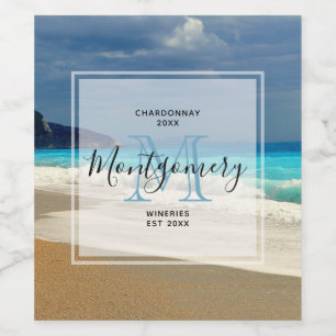 Landschaftlich Türkis Blaues Meer Foto Weinkultur Weinetikett