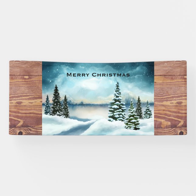 Landschaftlich Winter Wonderland Aquarellmalerei Banner (Horizontal)