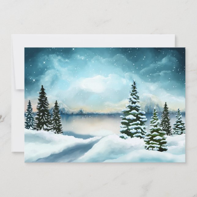 Landschaftlich Winter Wonderland Aquarellmalerei Feiertagskarte (Vorderseite)