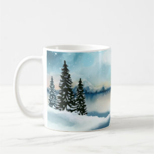 Landschaftlich Winter Wonderland Aquarellmalerei Kaffeetasse