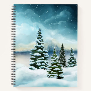 Landschaftlich Winter Wonderland Aquarellmalerei Notizbuch