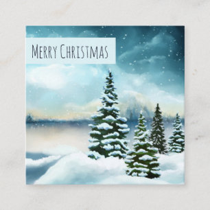 Landschaftlich Winter Wonderland Aquarellmalerei Quadratische Visitenkarte