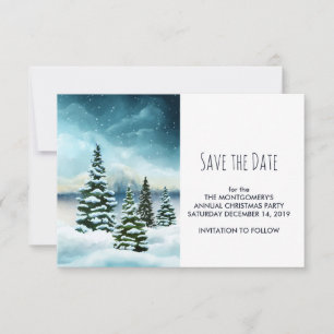 Landschaftlich Winter Wonderland Aquarellmalerei Save The Date