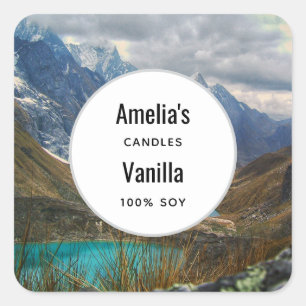 Landschaftliche Alpen Foto Candle Business Quadratischer Aufkleber