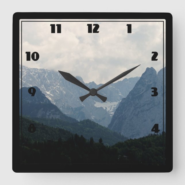 Landschaftliche Alpen Foto Quadratische Wanduhr (Vorderseite)