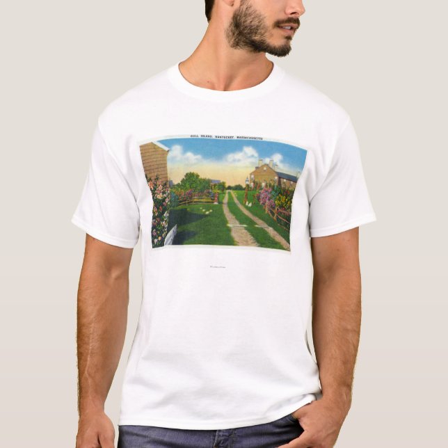 Landschaftliche Ansicht von Möven-Insel T-Shirt (Vorderseite)