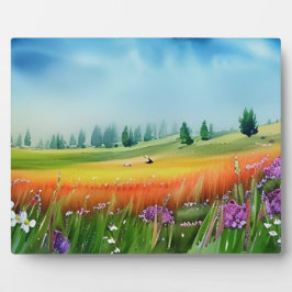 Landschaftliche Aquarellwiese Fotoplatte