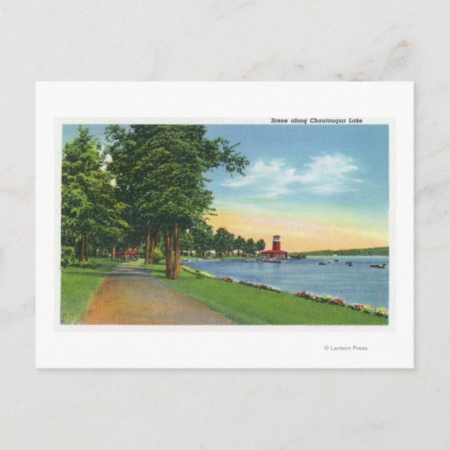 Landschaftliche Aussicht entlang des Sees Postkarte (Vorderseite)