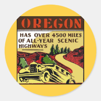 Landschaftliche Autobahnen in Oregon Runder Aufkleber