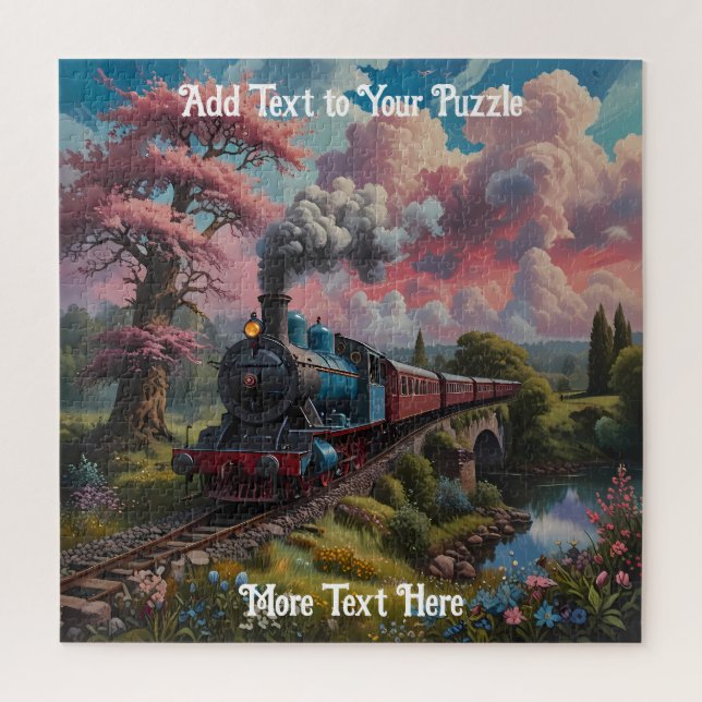 Landschaftliche Bahnstrecke mit Bäumen und Blume Puzzle (Vertikal)